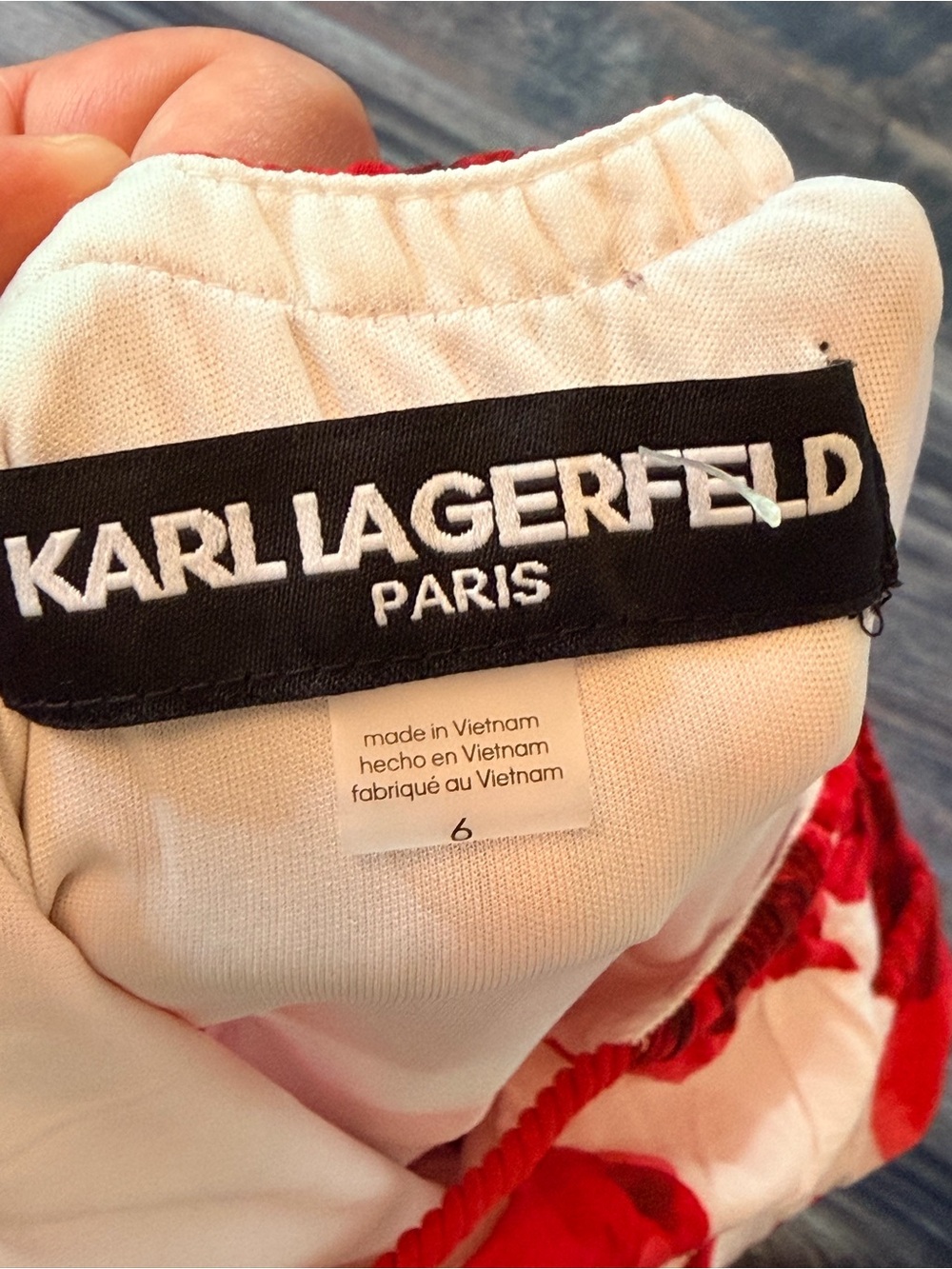 Karl Lagerfeld Paris Tiered Floral Print Red and White Maxi Dress size 6 - Picture 10 of 16